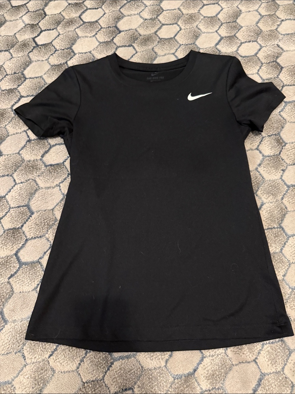 Nike Black Short Sleeve Swoosh Crew Tee with White Logo